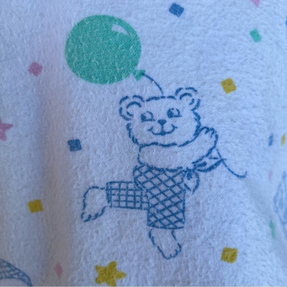 Vintage Beacon Teddy Bear Balloons Flannel Baby Receiving Blanket Confetti GUC - Picture 3 of 8